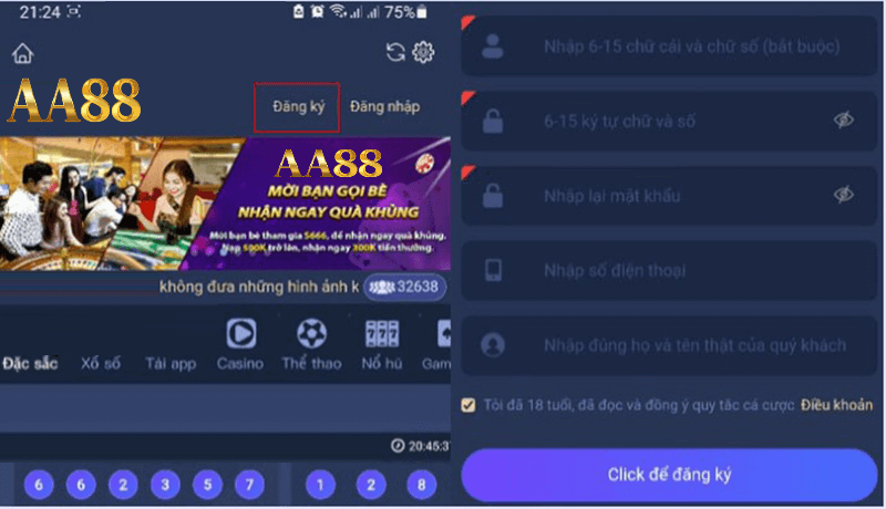 quy trình đăng ký aa88