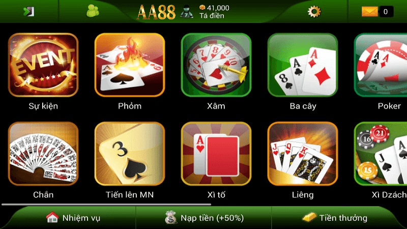 Đánh bài trực tuyến tại aa88
